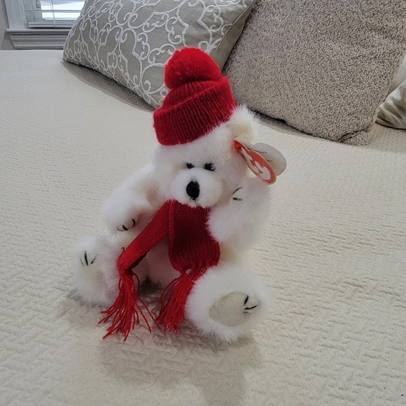 NEW Vintage TY Peppermint Polar Bear Winter Hat and Scarf - Picture 11 of 16